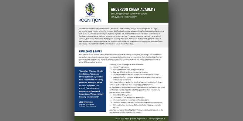 Case Study: Anderson Creek Academy Ensures School Safety Through Innovative Technology
